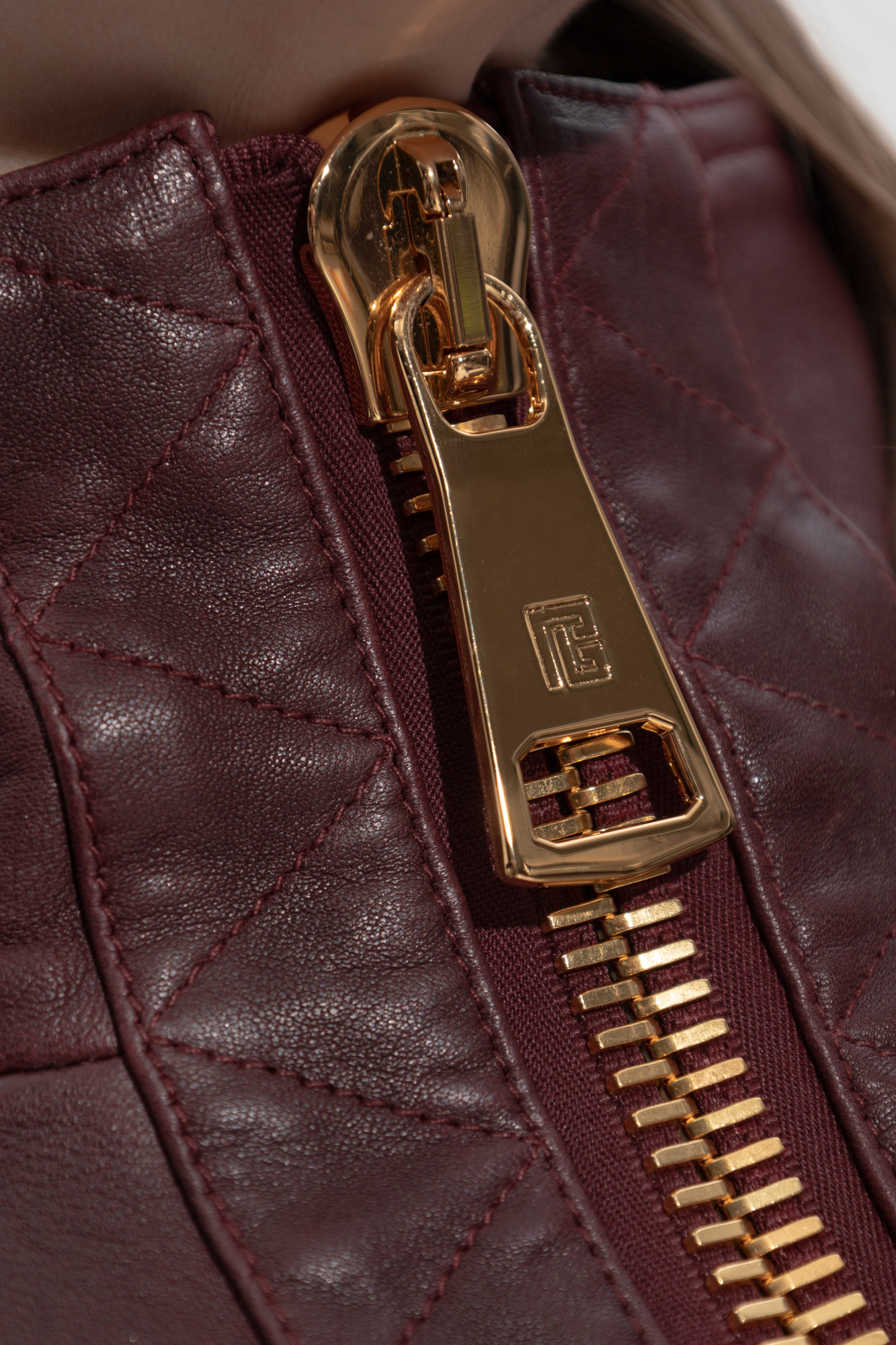 Balmain Leather jacket with high collar | Women's Clothing